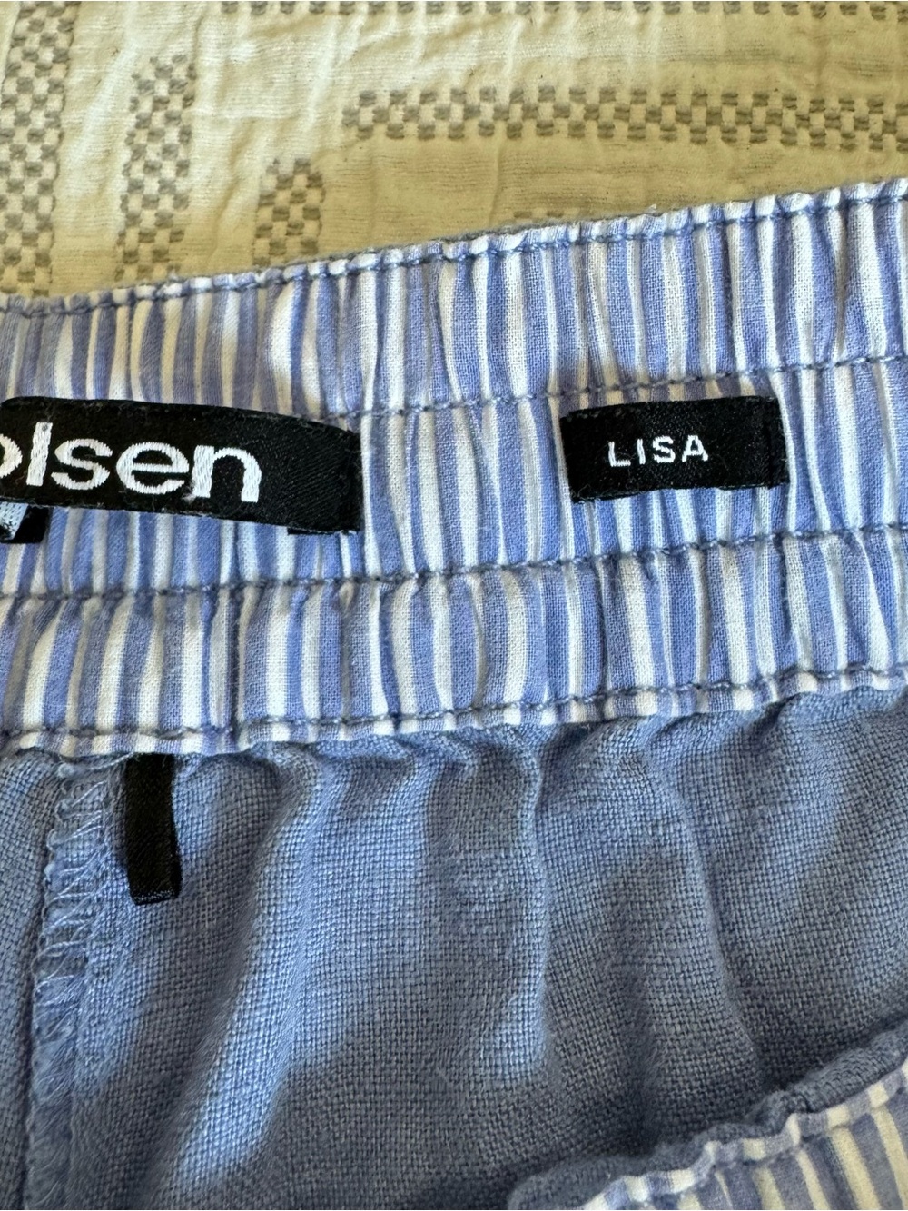 Olsen Lisa Fit 100% Linen Drawstring Pants - Blue - Size M/8 - Summer Classic - Picture 4 of 10